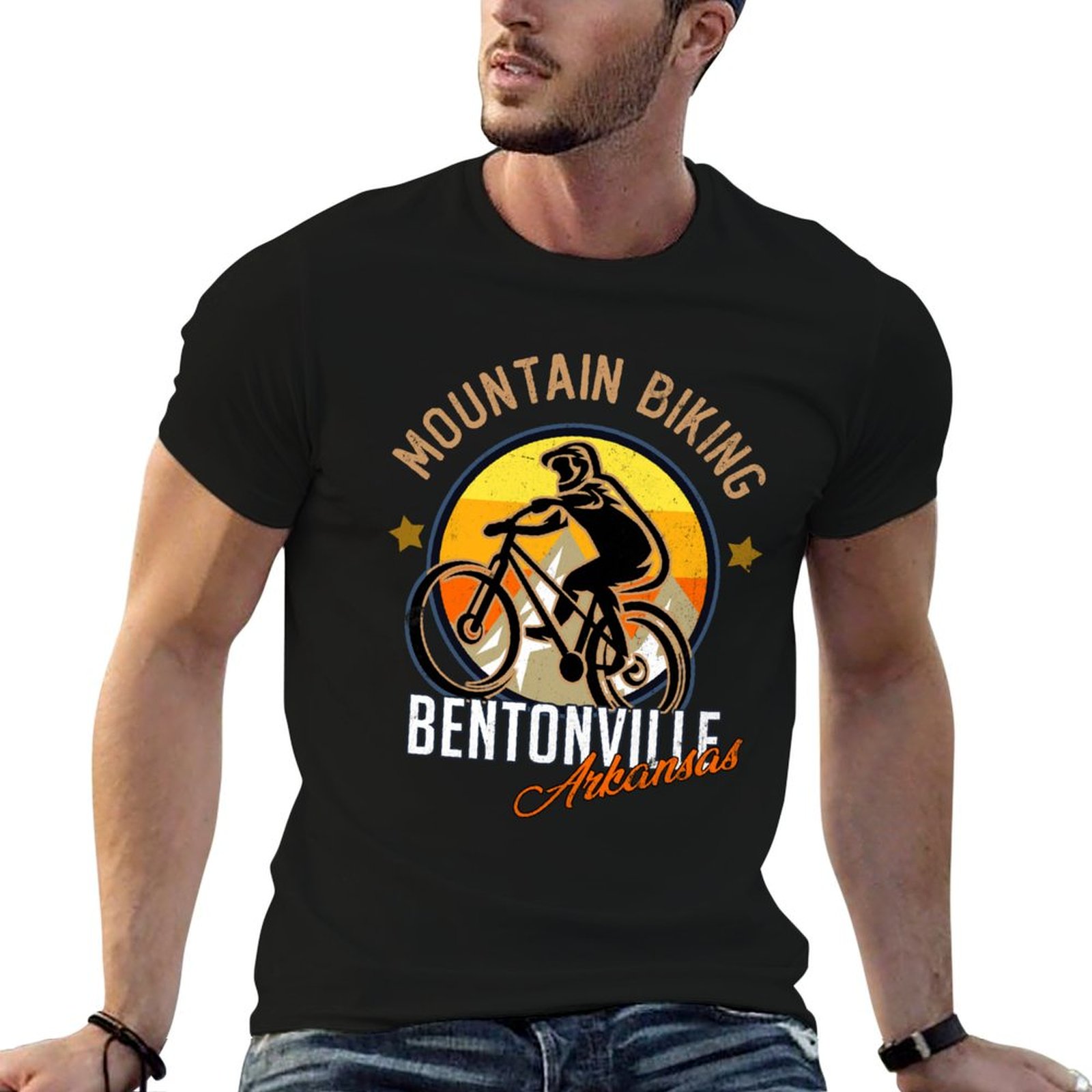 Mountain Biking Arkansas - Bentonville Arkansas Mountainbike-T-Shirt, lustige T-Shirts, Herren-T-Shirts